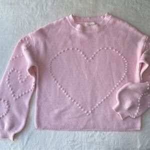 Jessica Simpson Sweater Pink Pullover Hearts balloon sleeves Small‎ Love